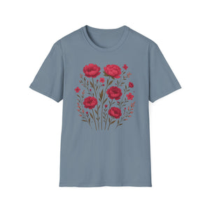 Peonies Floral T-Shirt Floral Illustration Softstyle T-Shirt | Comfortable Everyday Wear, Gift for Plant Lovers, Eco-Friendly Tee, Casual Fashion