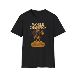 Crowned Fashionista Tee  World Champion Shopper Shirt, Gift for Women Who Love Shopping, Coffee & Sass