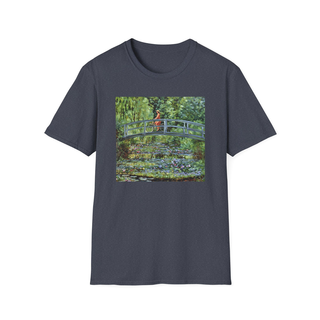 Impressionist Bridge Bike Ride Tee Inspired by Monet  Vintage Art T-Shirt Art Lover Gift, Nature Apparel, Birthday Gift, Relaxed Fit