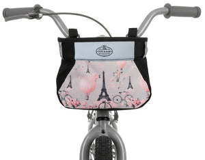 Tote & Kari Kids Bike Basket with Cup Holder ∣ Waterproof & Durable Accessories ∣ Children's Front Handlebar Bag ∣ Rugged Zipper Pocket, Fits Girls, Boys, Kids & Adult Bicycles & Scooters Unicorn, Space, Axolotl, Paris Patterns