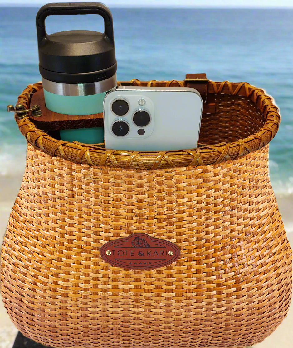 NEW! Tote & Kari Bicycle Basket W/ built in Cup and phone holder.